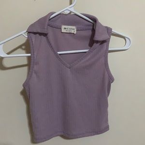purple collared crop top